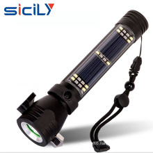 Solar energy powered led torch flash light rechargeable flashlight